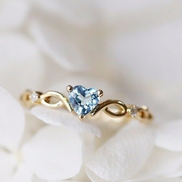 New Lovely Yellow Gold Plated Cubic Zirconia Ring